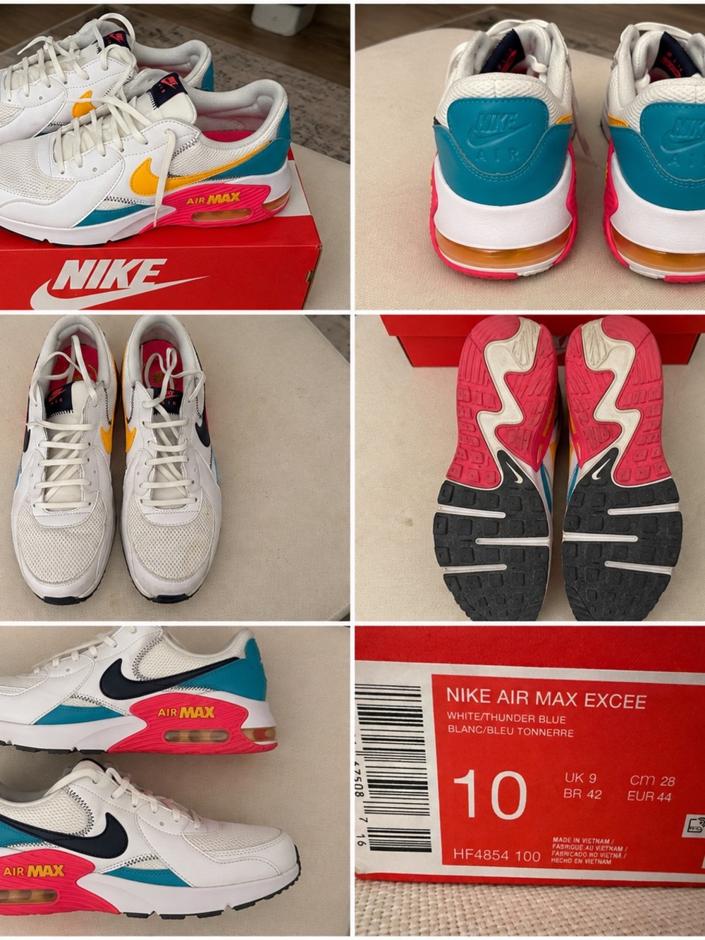 Nike Air Max Excee Men’s Size 10 White Multicolor HF4854-100